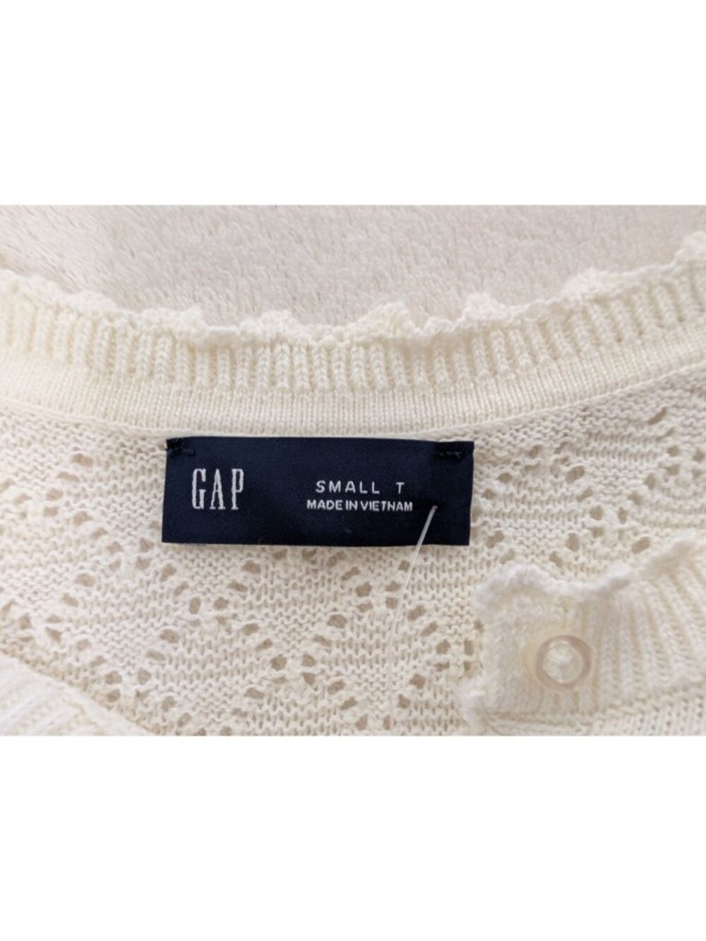 Gap Ivory Frost Pointelle Crochet Linen-Blend Mini Dress S Tall New - Picture 4 of 16